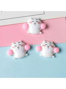 Sega 10件套可爱卡通兔子和猫咪树脂饰品，发夹，手机壳，奶油果冻DIY材料，新年，情人节，复活节礼物（款式随机） - 彩色 - 查看 6