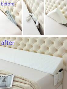 Wedge-Shaped Triangular Pillow Close The Gap 0-7" Between Your Headboard And MattressOr Wall Relieve The Head, Neck And Back Pressure Suitable For Sleeping And Reading SidePocket Can Hold Mobile Phones, Glasses, Remote Controls Multiple Sizes,Fabric Weight: 400-450g Per Square Meter - 灰色 - 查看 3