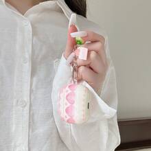 粉色草莓蓝牙耳机保护套，带吊坠，亚克力防摔保护壳，兼容苹果 1/2/3/4/Pro/Pro2/Pro3 - 粉色 - 查看 7