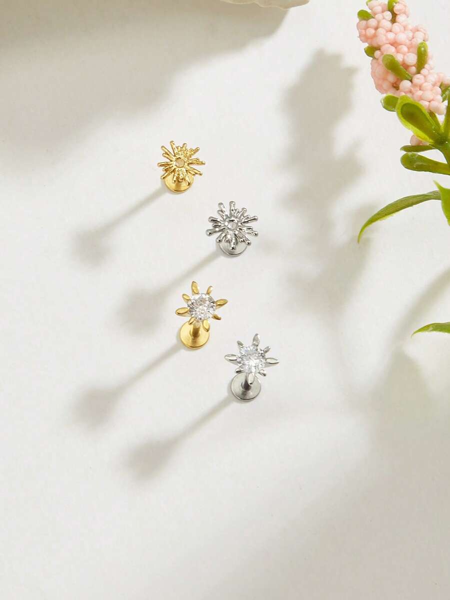 1 pieza Pendientes de diamante con diseño de estrella minimalista y elegante, adecuados para uso diario - Estrella - Ver 1
