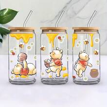 Disney 1个玻璃杯，印有可爱的维尼熊图案，防漏设计，带吸管，容量480毫升，带防伪码的包装盒。 - 溫妮 - 查看 6