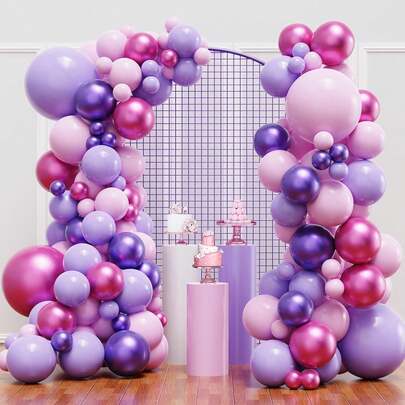 126pcs Pink And Purple Balloons, Pink And Purple Balloons Garland Arch Kit With Different Sizes For Girl Birthday Babyshower Wedding Party Decorations