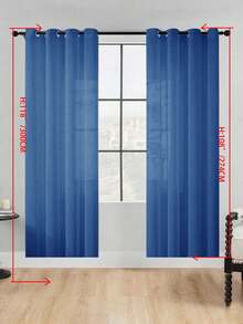 1 buah Tirai Tipis, Melembutkan Pencahayaan, Berlubang, Bagian Atas dengan Lubang Pengait, Semi-Transparan, Dapur, Cocok Untuk Rumah Atau Kantor, Kamar Tidur, Balkon, Ruang Tamu, Warna Polos, Produk Baru, Minimalis, Rustik - Biru - View 31
