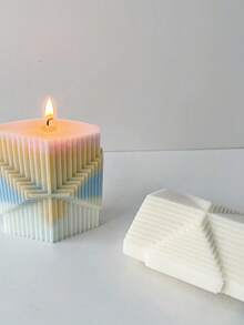 竖条纹菱形柱 DIY 手工石膏香薰多功能硅胶模具 - 菱形 - 查看 4