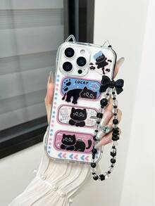 Funda protectora de teléfono suave y a prueba de caídas con diseño de gato de dibujos animados compatible con iPhone 17/ 17 Pro/ 17 Pro Max/P15 Pro Max, nueva funda protectora de moda para mujeres para iPhone 14 Pro Max, P13/XS/XR, P11/7 Plus 8P/78ES2, con orejas de gato y diseño transparente y grueso - Multicolor - Ver 1