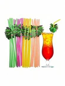 10/20/30/50/100pcs Fruit Shaped Flexible Black Straws, Fruit Drink Straws, Coffee & Cocktail Stirrers, Beverage Accessories Suitable For Milkshakes, Smoothies, Bubble Tea, Iced Coffee Etc. Applicable For Bars, Clubs, Restaurants And Home Use - View 3