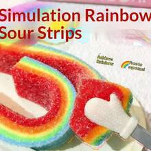 Rainbow Sour Strip Squishy Toy, Silicone, Soft Slow Rebound, Birthday Party New Year Gift - Multicolor - View 7