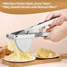 Heavy Duty Potato Ricer Large 22oz Potato Masher Stainless Steel Press and Mash Kitchen Gadget for Mashed Potatoes Spaetzle Maker with Silicone Handle - Plateado - Ver 6