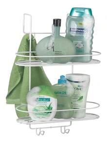 Double Shower Stall Support,  Shampoo Holder With Hooks – No Drilling Required - A - Visa 4