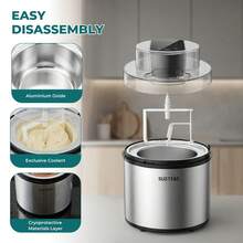 SUSTEAS Ice Cream Maker 2L Large Capacity Single Bowl Home Appliance Stainless Steel Material DIY Flavors - Silver - View 7