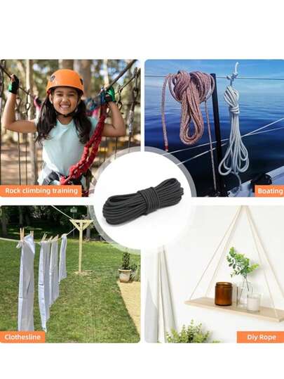 Dây thừng đa năng bền chắc - Thích hợp cho cắm trại, làm đồ thủ công, cột cờ, sử dụng trong nhà và ngoài trời - Dây thừng bện hình kim cương bằng polypropylene nylon polyethylene nhẹ, thích hợp cho cắm trại, sinh tồn, leo núi, DIY, sản xuất, sử dụng đa năng ngoài trời.