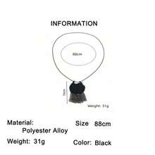 1pc New Bohemian Handmade Woven Tassel Pendant Necklace For Women - Black - View 6