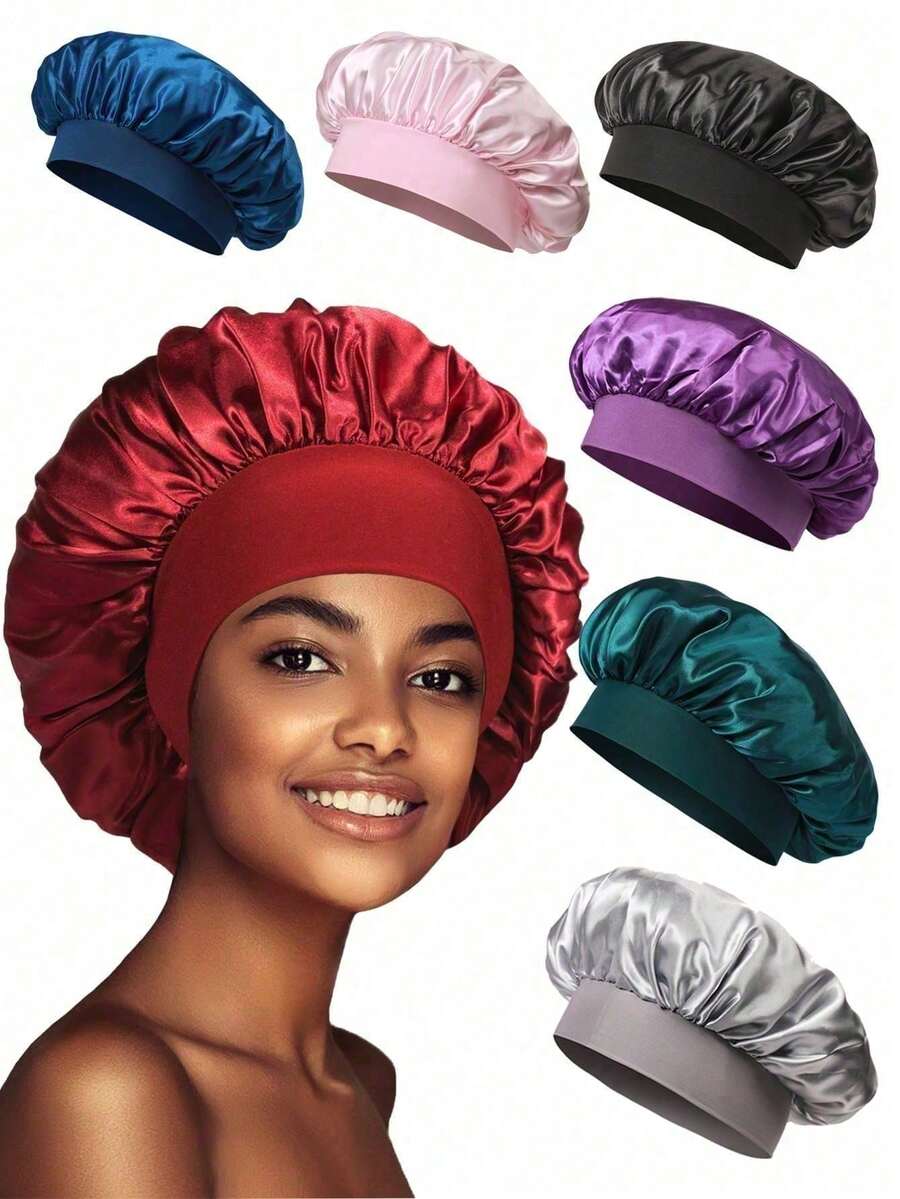 3/2/1 Conjunto Touca de Banho de Cetim, Touca de Cabelo, Chapéu de Seda, Adequado para Cuidados com o Cabelo, Uso Doméstico e no Banheiro, Chapéu de Seda para Outono/Inverno, Touca de Banho, Adequado para Cuidados com a Pele, Lavagem do Rosto, Dormir, Uso Doméstico, Secagem com Secador, Limpeza; Suprimentos Estudantis, Suprimentos de Banheiro, Suprimentos Domésticos, Acessórios de Cuidados com o Cabelo e Banheiro - multicolorido - Visão 1