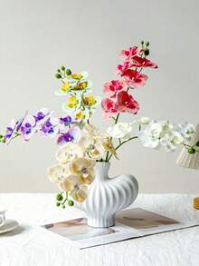 10/5/1支人造蝴蝶蘭花莖，70cm/27.56in逼真蝴蝶蘭花莖，裝飾絲綢蘭花；適用於客廳家居裝飾、情人節與母親節裝飾、女性禮物、婚禮裝飾、臥室裝飾、派對用品 - 黃綠色 - 查看 5