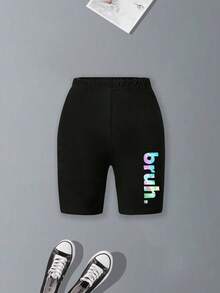 2pcs/Set Teen Fashion Graphic Print Short Sleeve T-Shirt And Pants Set. Featuring Letter Pattern Design. Perfect Summer Gift Choice, Suitable For School, Picnic, Spring/Summer Season, Travel And Party Occasions. - Hot Pink - View 6