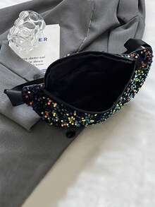 欧美嘻哈金属亮片斜挎包，女士百搭，超流行，单肩包，网络爆款腰包 - 彩色 - 查看 2