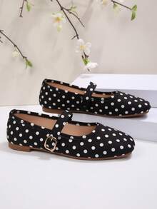 Giày bệt Mary Jane chấm bi dành cho nữ, màu đen, kiểu xỏ chân. - màu đen - Xem 6