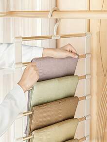 Bộ 2 móc treo quần bằng thép không gỉ, giá treo quần nhiều tầng không nhăn, móc treo quần gấp gọn đa chức năng. - Nhiều màu - Xem 10