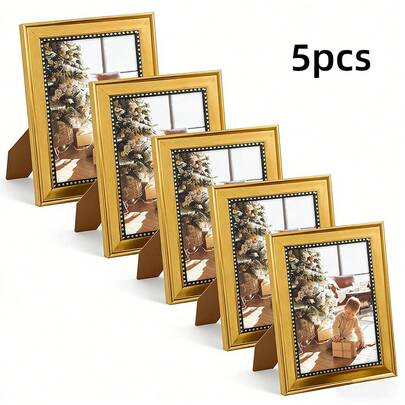 Bộ 5 khung ảnh trang trí kiểu Mỹ cổ điển kích thước 3.5x5", 4x6", 5x7", 6x8", 8x10", có thể treo ngang hoặc dọc, phù hợp với phòng ngủ, hành lang, phòng khách theo phong cách cổ điển châu Âu. Là lựa chọn tuyệt vời cho Giáng sinh, Ngày Valentine, Ngày của Mẹ (Ảnh được chọn ngẫu nhiên).
