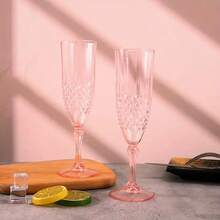 6只菱形图案防碎香槟杯 - 塑料酒杯，适用于威士忌、伏特加、苏打水 - 适用于婚礼、派对、万圣节、复活节、圣诞节等场合 - 可重复使用的香槟和冷饮杯 - 查看 1