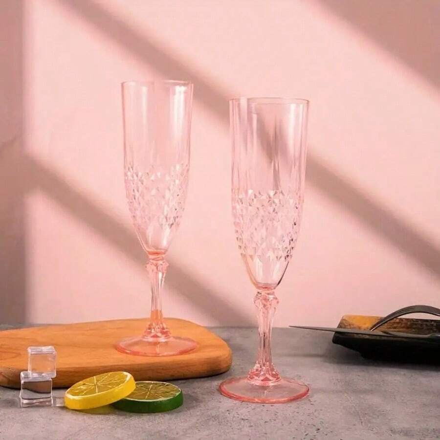 6只菱形图案防碎香槟杯 - 塑料酒杯，适用于威士忌、伏特加、苏打水 - 适用于婚礼、派对、万圣节、复活节、圣诞节等场合 - 可重复使用的香槟和冷饮杯 - 查看 1