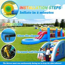 21 Ft(L) Inflatable Backyard Water Slide For Kids & Adults, Commercial Grade PVC Pool, 6 Ft Long Waterslide, Purple Outdoor Castle, Summer Fun, Dry Wet Use, No Blower,  21 X 9 X 12 Ft - Purple - View 10