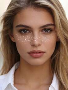 6pcs/Set,Tattoo Tattoos,Semi Permanent Tattoo,Facial Decoration, Face Stickers, Freckle Stickers, Facial Tattoo Stickers, Stage Parties, Holiday Parties, Sparkling Facial Makeup,Tattoo Fake,Festival,Rave,Concert Look,Face Gems - Multicolor - View 5