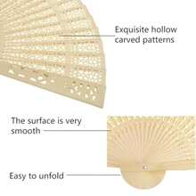 60 Pack Sandalwood Fans Wedding Favors Hand Held Folding Fans Wooden Openwork Personal Handheld Folding Fans For Wedding Party Home Decorations Birthday Gift - 如圖所示 - 查看 3