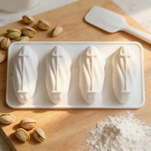4-Cavity Cocoa Bean Shaped Silicone Mold, Non-Stick Baking Mold, Suitable For Mousse Cake, Olive And Chocolate Dessert Baking Tools - Multicolor - View 7
