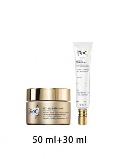 ROC [Bundle] Retinol Correxion Smoothing Max Hydration Cream 50 Ml + Wrinkle Correct Daily Moisturiser SPF20 30 Ml