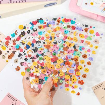 休闲表情贴纸包，可爱贴纸，趣味图案装饰，适用于剪贴簿、手账、DIY