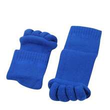 Women Toe Separator Socks Toeless Foot Alignment Socks For Yoga GYM Massage Pain Relief Improves Circulation Stretchy - Blue - View 5