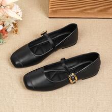 Giày Mary Jane đế mềm, kiểu dáng retro, cổ thấp, quai ngang, giày bệt đa năng cho nữ, thích hợp cho mùa xuân và mùa thu. - màu đen - Xem 13