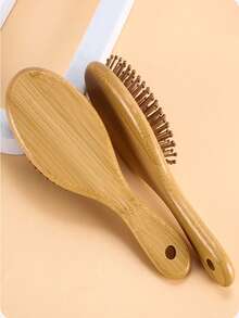 1pc Wooden Comb With Air Cushion Massage Brush, Bamboo Hair Brush - Apricot - View 4