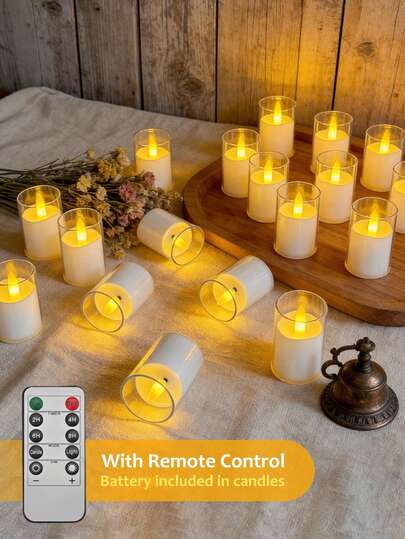 Bộ 6/12/24 nến LED nhấp nháy không lửa kèm điều khiển từ xa/hẹn giờ, nến ước nguyện LED chạy bằng pin, thích hợp trang trí bàn tiệc, Giáng sinh, Halloween, Ngày Valentine, Ngày của Mẹ, bàn ăn, trang trí phòng, đám cưới, tiệc tùng, quà tặng.