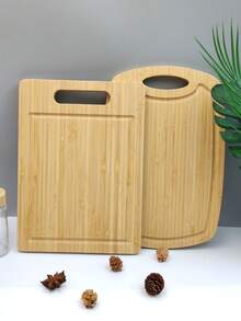 1 pièce Planche à découper en bambou - Planche à découper en bambou avec rainure d'écoulement, pour la viande, les légumes, l'extérieur, la cuisine, matériau en bambou naturel, accessoires de cuisine, le camping, les cadeaux de mariage, les cadeaux de Noël, les cadeaux pour les enseignants - Nude - Voir 12