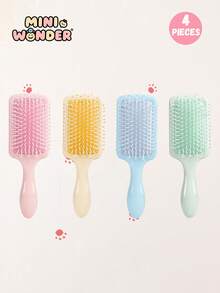 4pcs/1pc Leisure Style Macaron Solid Color Airbag Comb Set, Portable Air Cushion Mini Comb - Nylon Mane, Ergonomic Handle, Compact And Lightweight, Suitable For Use At Home, Travel And On The Go, Travel Hair Care Tool, Fashionable Comb, Plastic Handle - Multicolor - View 7