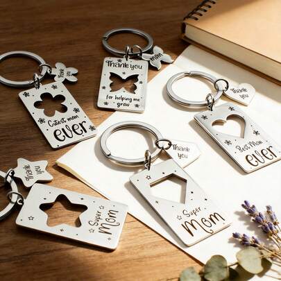 1pc,Stainless Steel Silver, Simple And Personalized Stainless Steel Keychain, Bag Charm, Car Accessory, Valentine's Day Small Gift, Keychain, Commuter Bag Accessory, Suitcase Accessory, Gift Box Accessory, Gift Wrapping Accessory, Phone Strap, Earphone Case Charm, Planner Decoration, Suitable For Daily Personal Accessories