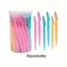 30pcs/Bottle Eyebrow Razor Set, Includes Storage Box, Facial Trimming Blades & Shaver, Suitable For Facial & Body Hair Removal, Essential Hair Salon, Beauty & Travel Accessory - 彩色 - 查看 5