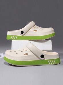 MAOLI Women's Green Trim Solid Color Casual Hollow Out Summer New Sandals, Beach & Outdoor Wear, Includes Lace-Up, Open Heel, Lightweight Breathable Flat, Rebound, Unisex Slippers, Women's Home Shoes, Women's Flat Sandals, Holiday Gift - White - View 9