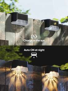 Luces solares para valla y escaleras, luces LED de ambiente nocturno, fácil instalación, adecuadas para vallas, escaleras, senderos, patios y jardines, hoteles, decoración de iluminación paisajística - Talla única para todos - Ver 4