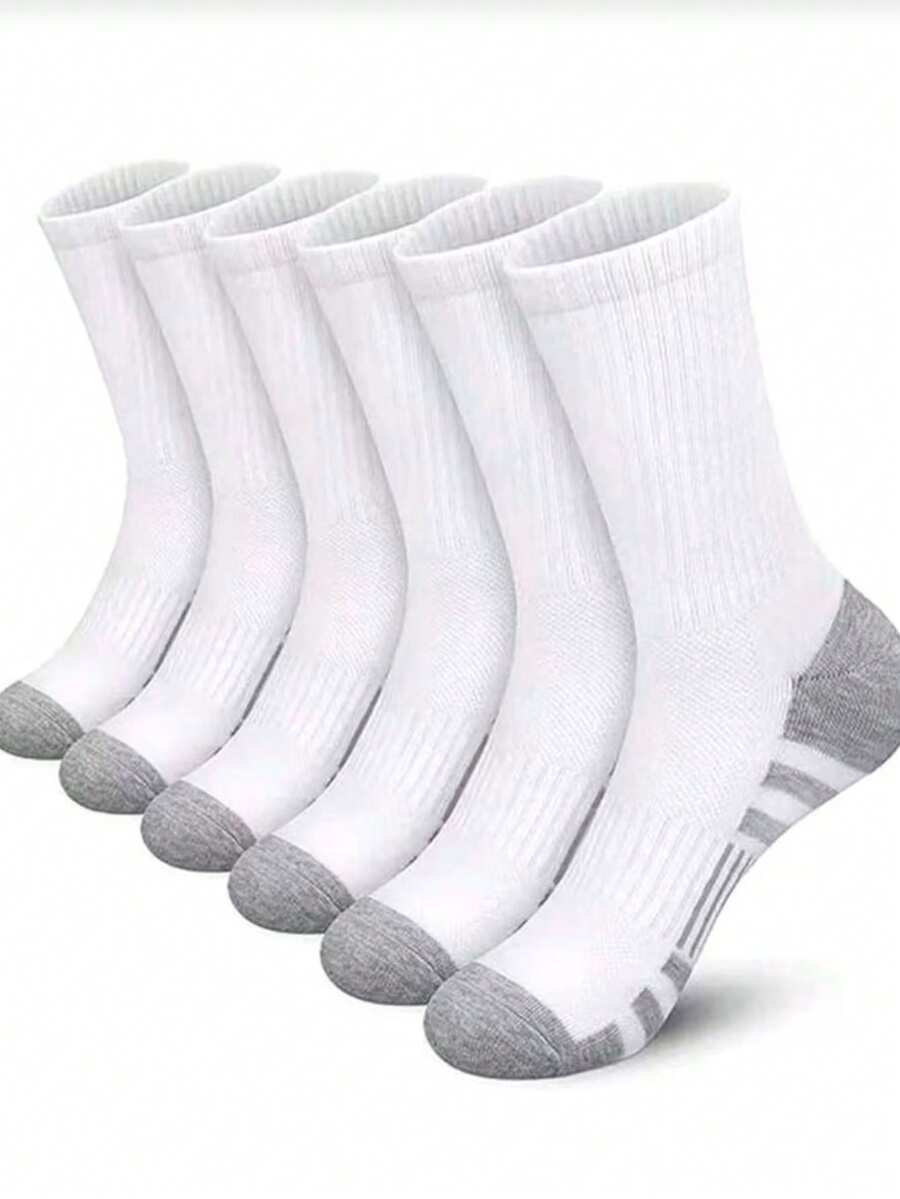 3/6/10/20 pares de calcetines de baloncesto para hombres, calcetines largos tipo tubo, antideslizantes, adecuados para baloncesto, ciclismo, deportes, blancos - Blanco - Ver 1