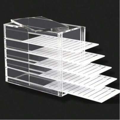 Caja de almacenamiento de extensiones de pestañas de 5 capas de acrílico, diseño de flor de camelia, soporte de pestañas individuales y de volumen, organizador de pestañas de escritorio con exhibición transparente, suministros profesionales de pestañas para salón, estudio en casa y viaje, perfecto para artistas de pestañas, principiantes, profesionales de belleza, excelente regalo para el Día de San Valentín y el Día de la Madre