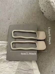 2pcs Minimalist Silver Wavy Line Hair Clips, Geometric Rectangle & Water Drop Duckbill Bangs Clips, New - Silver - View 10