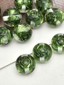 5pcs 16mm Glow-In-The-Dark Rose Resin Beads, Round Beads With Straight Holes, DIY Crafts, Jewelry Making, Phone Straps, Bracelets, Hair Accessories - Glow-in-the-dark Rose Beads - View 7