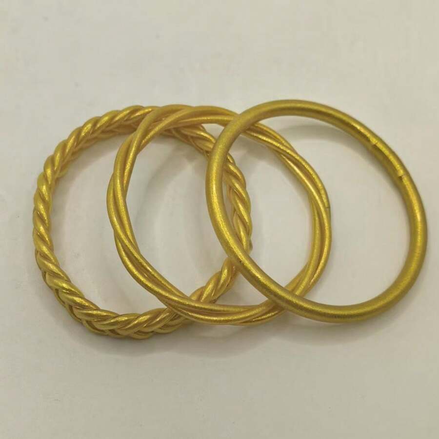 3件套，5股和3股编织果冻手镯套装，质地光滑，轻盈时尚，女士饰品。
