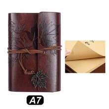 1pc Vintage PU Leather A7 Maple Leaf Spiral Notebook, Distressed Style With Strap, 3-Fold Loose-Leaf Diary Journal For Students, Learning, Travel, Stamping, Note-Taking - Notebook - View 8