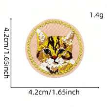 1pc Cute Cartoon Dog & Cat Embroidered Cloth Patch Decorative Sticker, Round Animal Sticker Accessory For Computer Embroidered Badge Logo - Cartoon Animal Patch - View 5