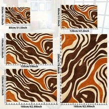 Large Modern Abstract Brown Orange Beige Floor Mat - Luxurious Soft Floor Mat With Backing, Machine Washable, Suitable For Living Rooms, Bedrooms, Offices - Luxurious Floor Mat In Brown, Orange, Beige Tones, Ideal For High-Traffic Areas And Commercial Use, Stylish Wave Pattern, Suitable For Holiday Decorations And Large Spaces, Living Room Carpet, Bedroom Carpet, Large Living Room Rug, Cool Carpet, Vintage Bedroom Carpet, Hallway Carpet, Room Decoration - 簡約款 - 查看 6