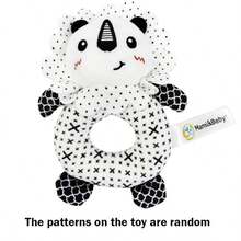 0-12 Months Baby Soft Animal Rattle Toys, Black & White Plush Shaker Toys - Black and White - View 6